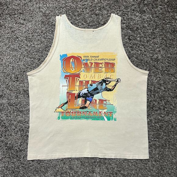 Vintage 90s Tank Top Distressed San Diego Graphic Tee Over The Line 1997 - Picture 8 of 8